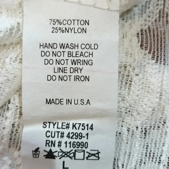 Ginger G crochet embroidered lace sheer cream feminine fairy romantic kimono L - Picture 11 of 11